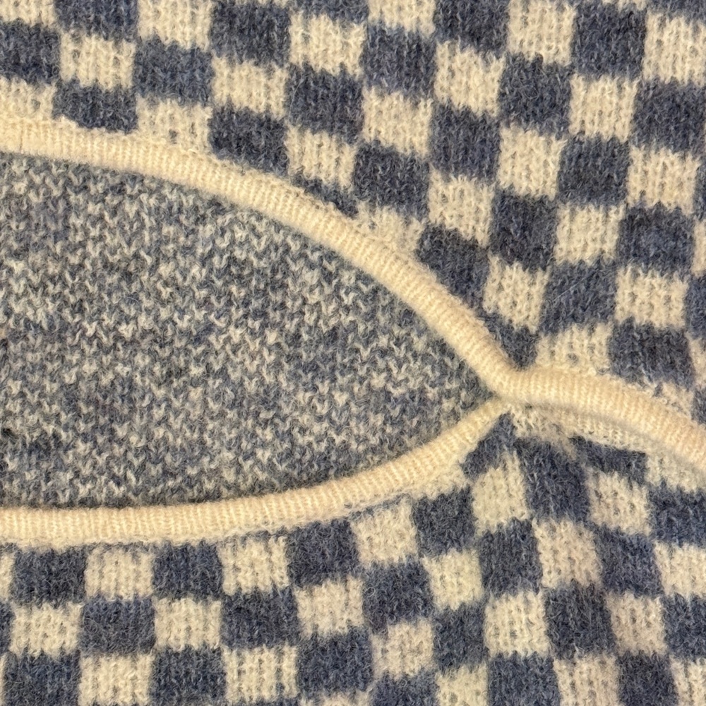 Oak + Fort Checkered Sweater with Front Cut-Out | S - Picture 3 of 5